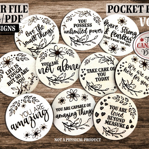 POCKET TOKENS Vol 3, Pocket Hugs, Affirmation, Reassurance, laser, digital file, recovery, addiction, mental health, inspiring