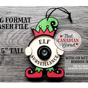 Elf Surveillance Ornament, laser svg file only