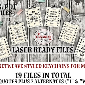 Keychains for Moms basketweave styling, 12 designs plus alternates laser file,  digital file only, svg and pdf files