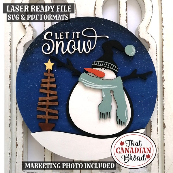 Let It Snow sign, SVG & PDF files, for laser cutters, digital file, marketing photo included