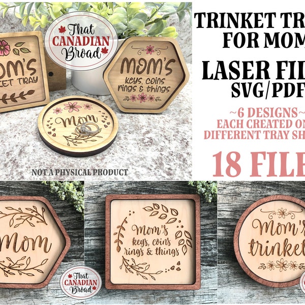 Trinket Tray for MOMS, Coin Tray, Ring Dish, Key Tray, SVG files, 2 layers, laser, digital file