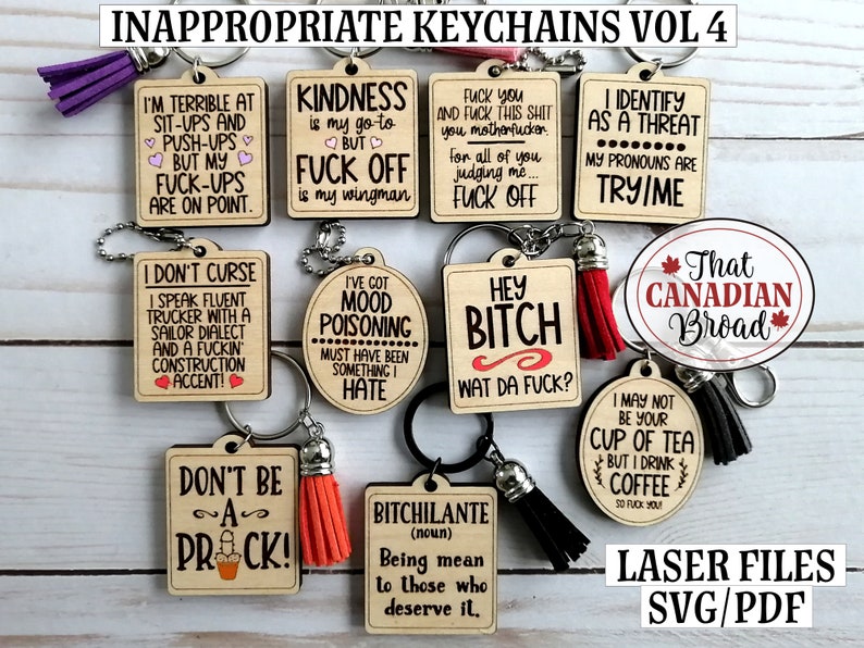 Inappropriate Keychains Vol 4, Adult Humor, Adult Humour, Inappropriate, Laser file, SVG, PDF image 2