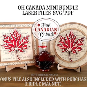 Pacote de placas OH CANADA, hino canadense, arquivos a laser com tema canadense, placas em camadas, ímã, versão com texto INCLUSO incluída, arquivo a laser