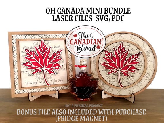 OH CANADA signs bundle, Canadian anthem, Canadian themed laser files, layered signs, magnet, INCLUSIVE wording version included, laser file