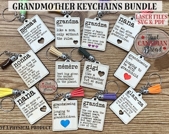 Grandmother Keychains, 12 designs, laser file,  digital file only, svg and pdf files