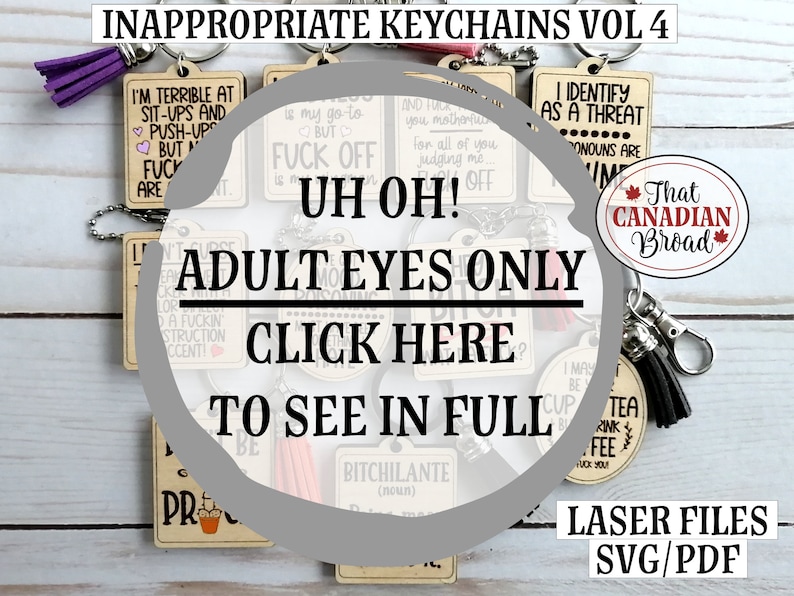 Inappropriate Keychains Vol 4, Adult Humor, Adult Humour, Inappropriate, Laser file, SVG, PDF image 1
