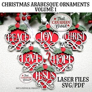 Christmas Arabesque Ornaments Vol 1, SIX DESIGNS, layered ornaments, laser files, svg files, pdf files