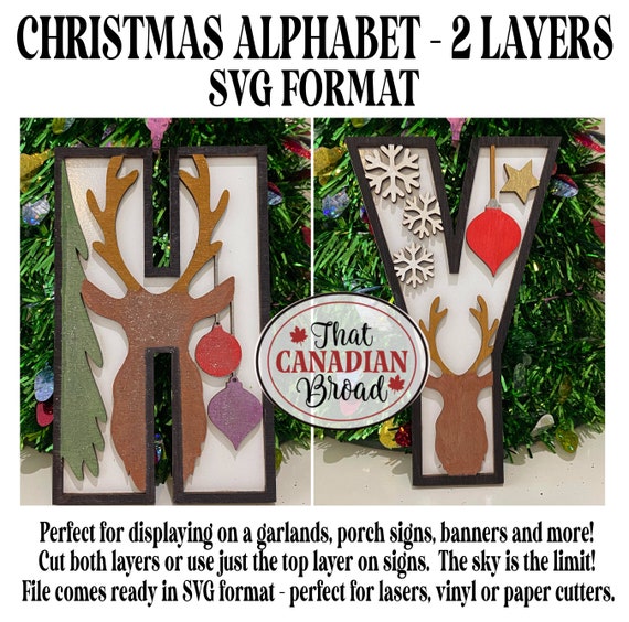 Alphabet, A-Z, Chistmas theme, SVG file, laser, vinyl, paper crafts