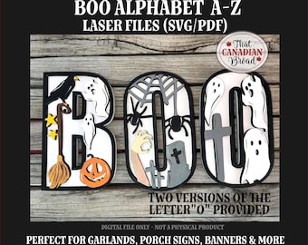 Halloween themed Alphabet laser files, A-Z, Boo Alphabet set, laser files,  SVG & PDF files,