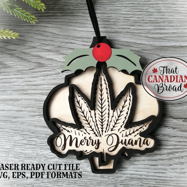 Merry Juana Arabesque Ornament, layered ornament, marijuana ornament, cannabis ornament, laser svg, eps, pdf file