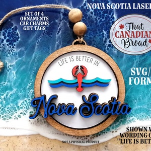 NOVA SCOTIA, Canadian theme, ornament, car charm, gift tag, laser file, digital file only