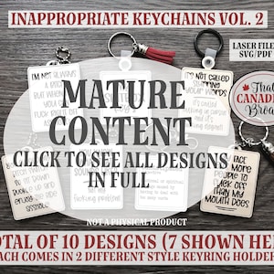 Inappropriate Keychains Vol 2, Adult Humor, Adult humour, Inappropriate, Laser file, SVG, PDF
