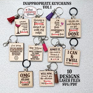 Inappropriate Keychains Vol 1, Adult humour, Adult Humor, Inappropriate, Funny keychains, Laser ready digital file