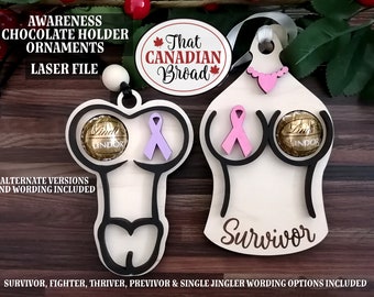 Awareness Chocolate Holder Ornaments with alternates, SVG laser file, digital file only