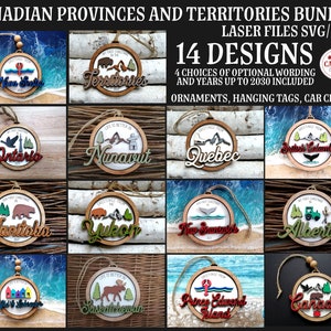 CANADIAN themed bundle, FOURTEEN DESIGNS, ornaments, car charms, gift tags, laser file, digital file only