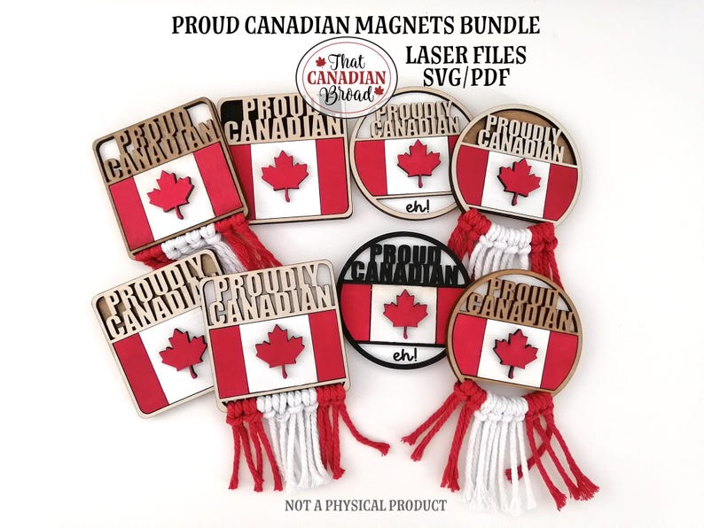 PROUD CANADIAN Magnet Bundle, Optional Backers, Canadian Theme, Proudly ...