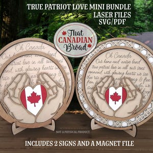 TRUE PATRIOT LOVE teken- en magneetbundel, Canadees volkslied, Canadese themalaserbestanden, gelaagde borden, magneet, lasersnijbestand, svg, pdf
