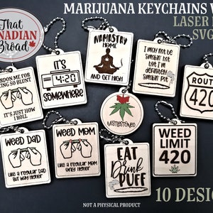 Porte-clés marijuana Vol 3, fichier laser, fichier numérique, fichiers au format svg/pdf