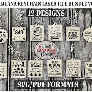 Marijuana Keychains Vol 2, laser file, digital file, svg/pdf format files
