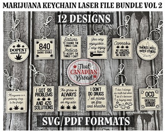 Marijuana Keychains Vol 2, laser file, digital file, svg/pdf format files
