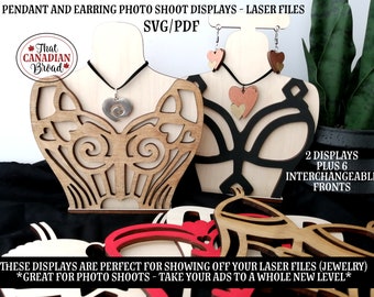 Earring & Pendant DISPLAY STANDS with 6 interchangeable fronts, for photo shoots, laser file, svg, pdf