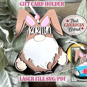 Gnome porte-cartes cadeau de Pâques, debout ou suspendu, porte-cartes cadeau, fichier laser, svg, pdf, fichier numérique uniquement