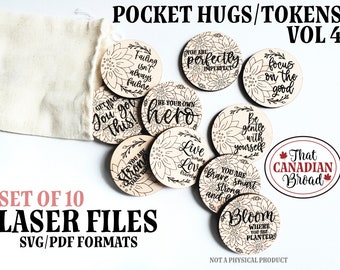 POCKET TOKENS Vol 4, Pocket Hugs, Affirmation, Reassurance, laser, digital file, recovery, addiction, mental health, inspiring