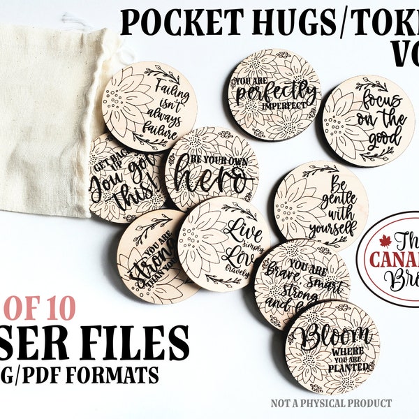 POCKET TOKENS Vol 4, Pocket Hugs, Affirmation, Reassurance, laser, digital file, recovery, addiction, mental health, inspiring
