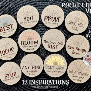 POCKET TOKENS Vol 8 , Pocket Hugs, 12 tokens, Affirmation, Reassurance, Inspirational, recovery, addiction, mental health,
