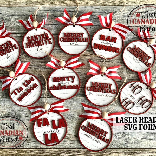 Inappropriate Ornaments Vol 1, TEN DESIGNS (1 bonus), 2 layers, laser svg file