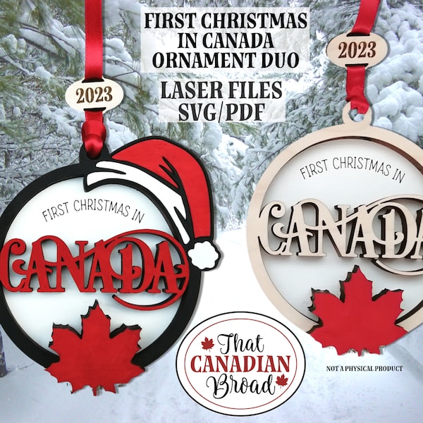 First Christmas In Canada ornament, gift tag, Canadian ornament, Canadian hanging tag, Canadian gift tag, laser file, SVG, PDF