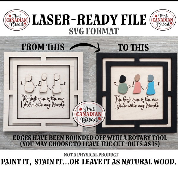 Wine With Friends sign, SVG format for laser cutters, laser file, digital file only