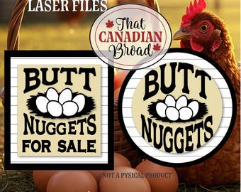 Butt Nuggets For Sale sign duo, 2 signs included, cute signs, funny signs, laser files, digital files, SVG, PDF