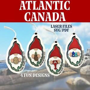Atlantic Canada ornamenten tags bundel Canadese thema Nova Scotia New Brunswick NFLD Labrador PEI laserbestand alleen digitaal bestand