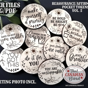 POCKET TOKENS Vol 2, Pocket Hugs, Affirmatie, Geruststelling, laser, digitaal bestand, herstel, verslaving, geestelijke gezondheid, inspirerend
