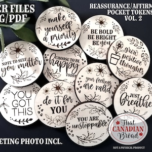 POCKET TOKENS Vol 2, Pocket Hugs, Affirmation, Reassurance, laser, digital file, recovery, addiction, mental health, inspiring