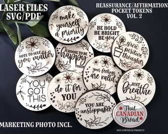 POCKET TOKENS Vol 2, Pocket Hugs, Affirmation, Reassurance, laser, digital file, recovery, addiction, mental health, inspiring