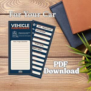 Cartão de Informações de Manutenção do Veículo para o Seu Carro | Guia para Motoristas | 4" x 9" Frente e Verso | Perfeito para Adolescentes e Todas as Idades - Para Imprimir