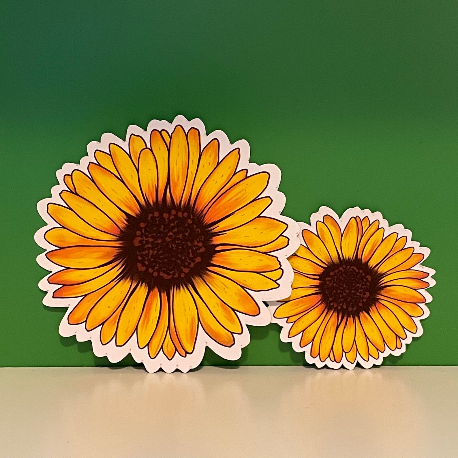 Sunflower Sticker Set of Two Cute Cute Stationary - Etsy