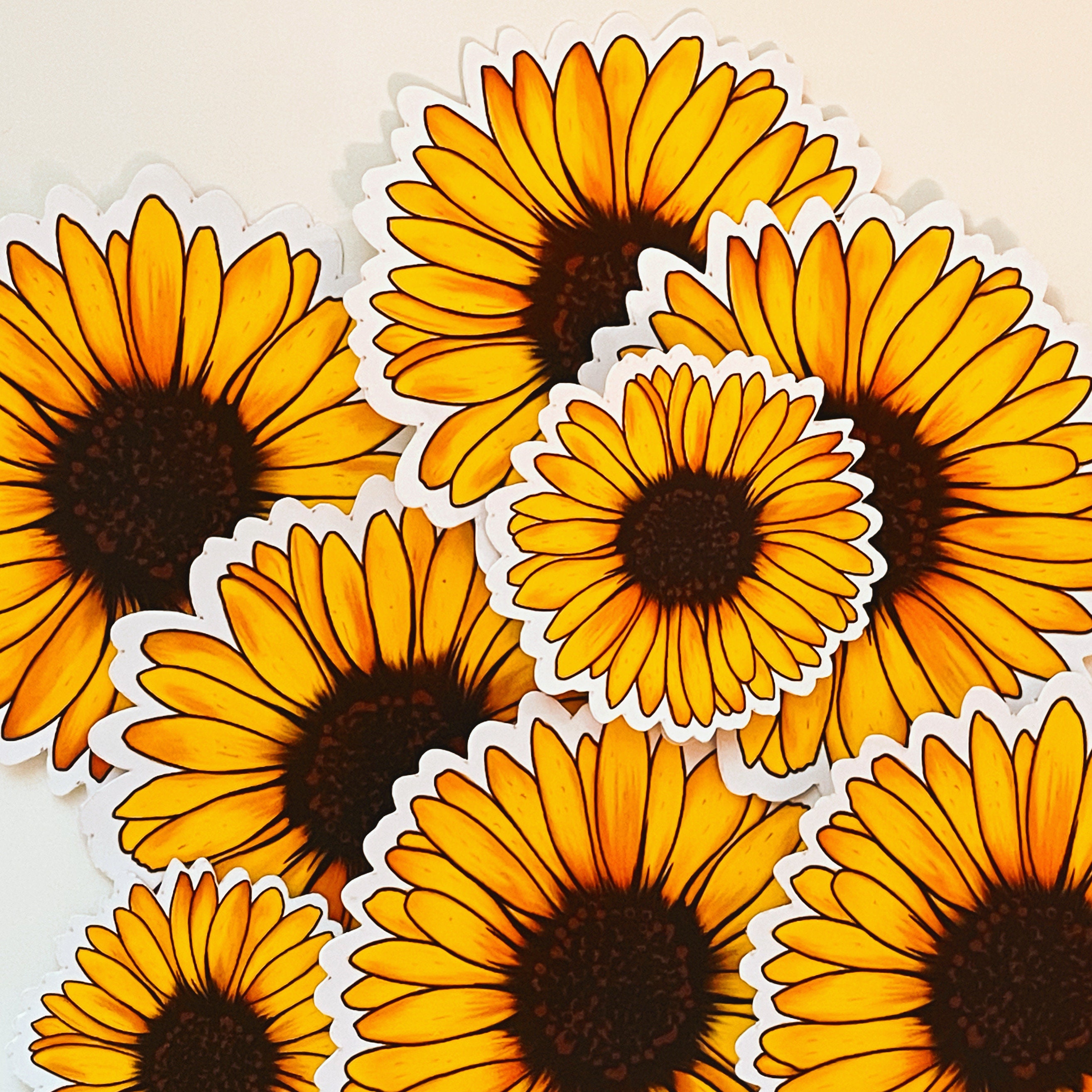 Sunflower Sticker Set of Two Cute Cute Stationary | Etsy