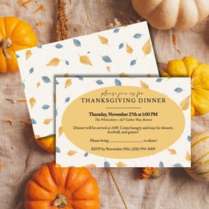 Bewerkbare uitnodigingssjabloon voor een Thanksgiving-diner voor een feestelijke bijeenkomst
