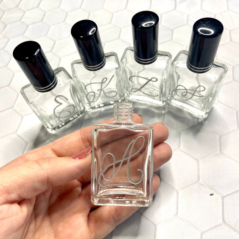 Engraved Perfume Bottle. Personalized Perfume Bottle With Initial. Hand
