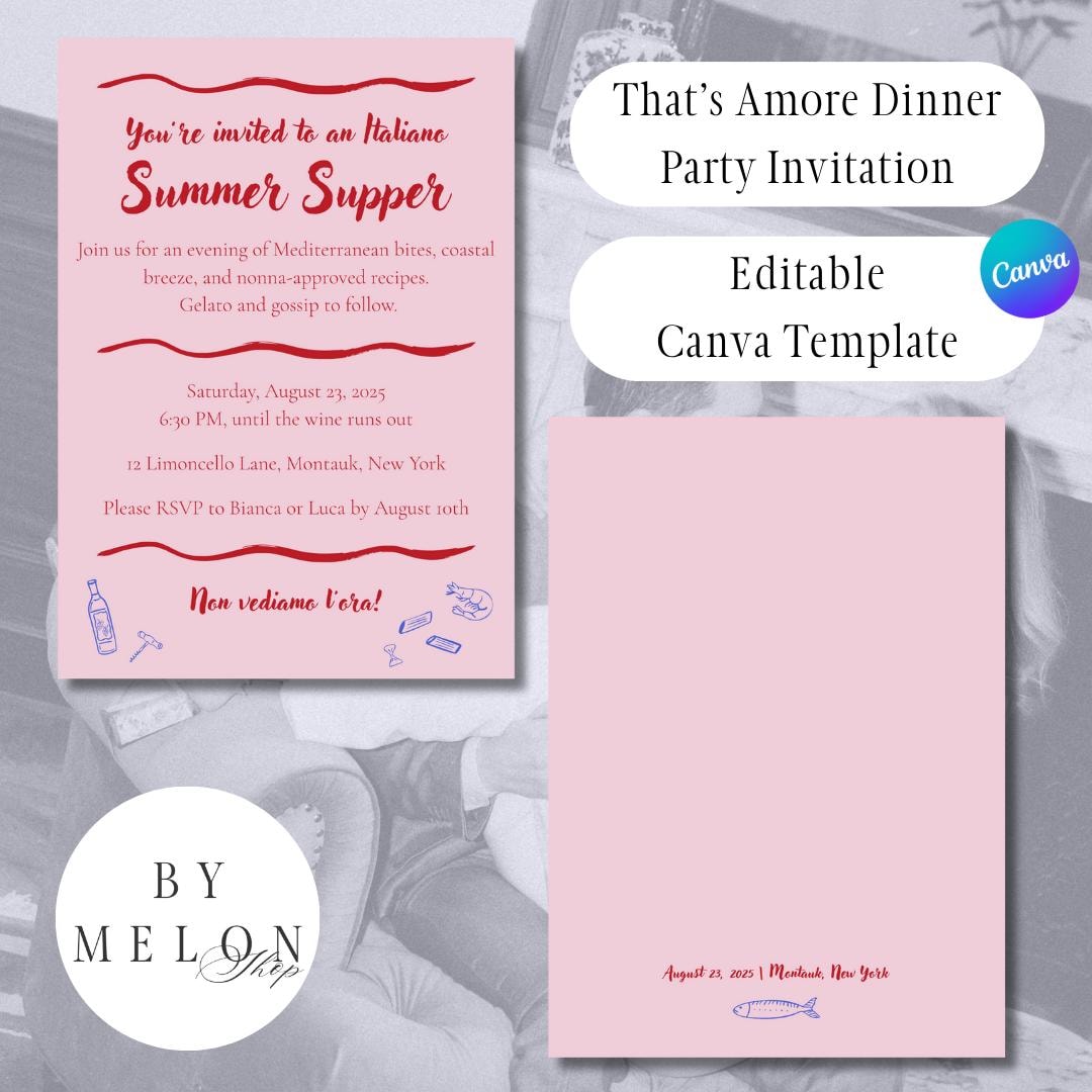 Italian Summer Dinner Party Invitation – Editable Canva Template – That ...
