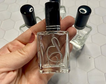 Hand Engraved Perfume Bottle: Personalized Initial, Refillable Travel Atomizer