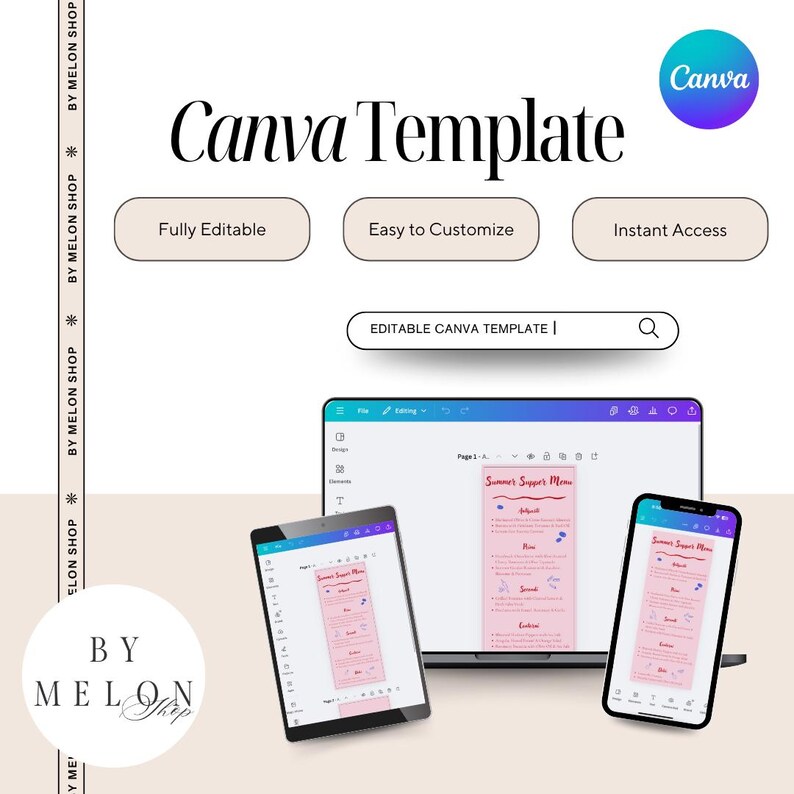 That’s Amore Italian Kitchen Recipe Card – Editable Canva Template – Printable Pink Recipe Sheet ...
