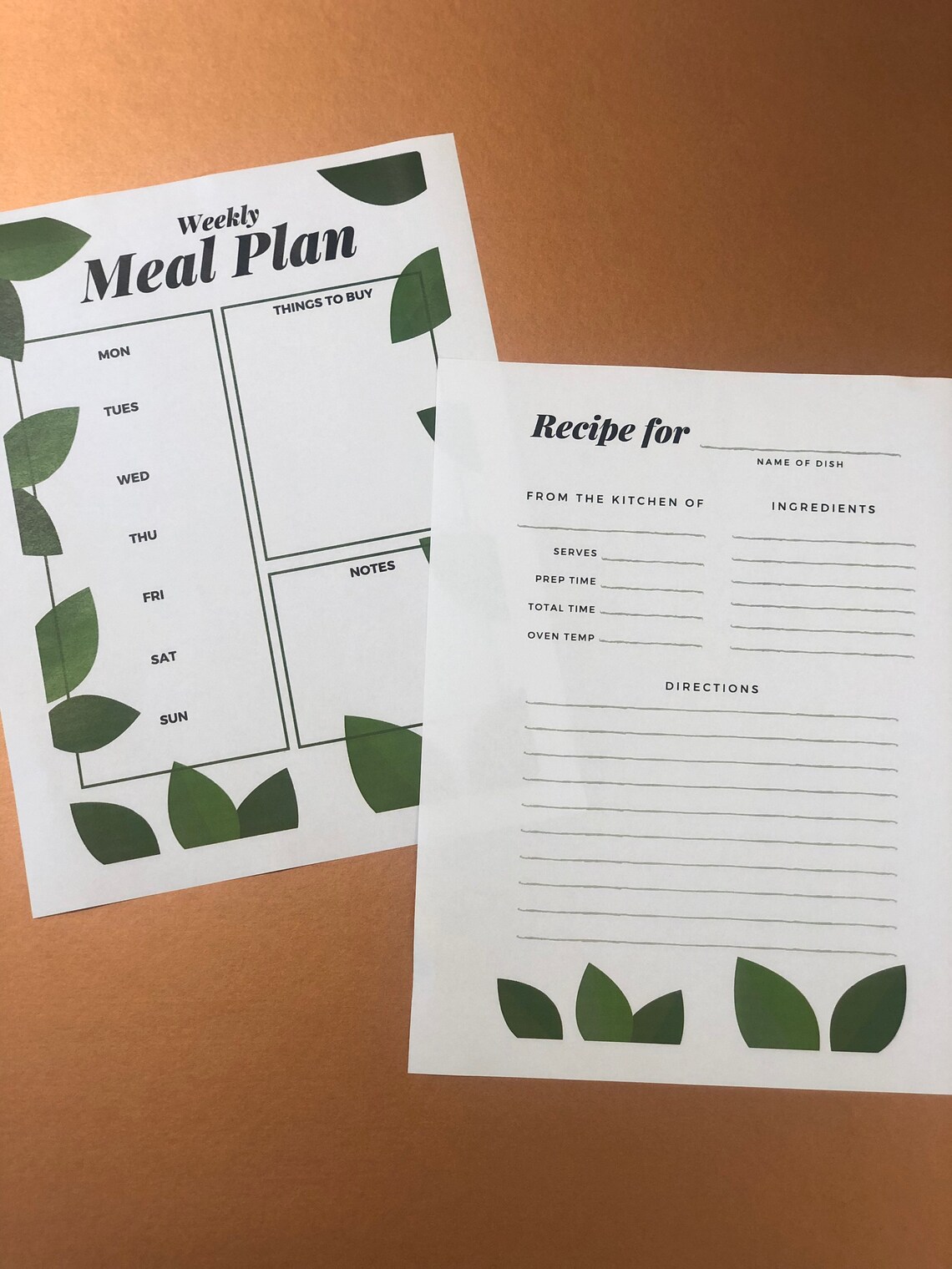 Meal Plan and Recipe Card Templates Etsy