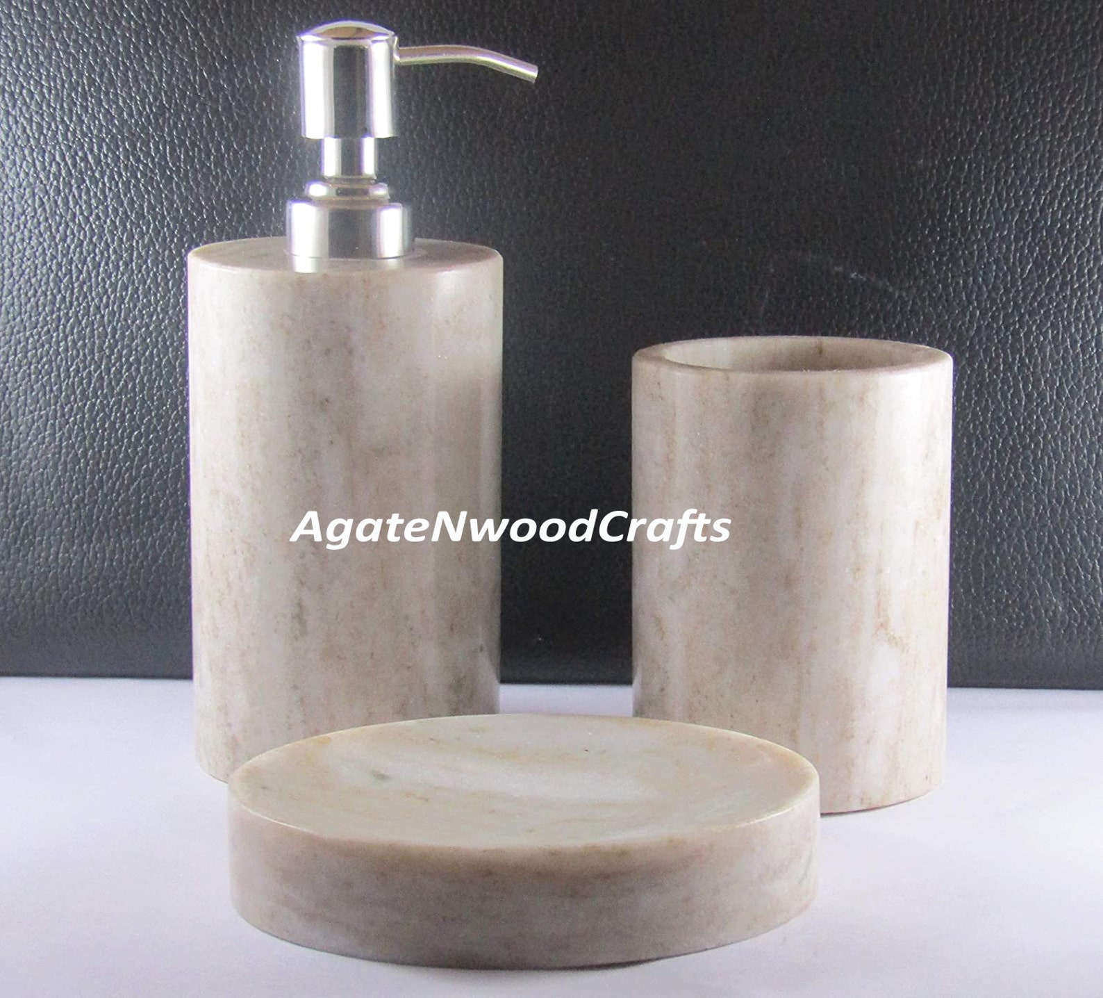 Marble Bathroom Set in Grey Bath Accessory Set of 3 Includes Etsy UK
