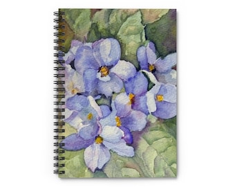 Violet Watercolor by Marilyn Moore - Spiral Notebook - Ruled Line