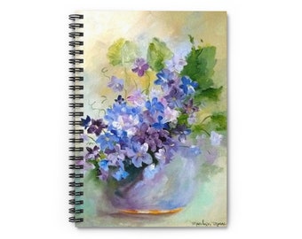 Violet Bowl Ruled Line Notebook by Marilyn Moore - Spiral Design