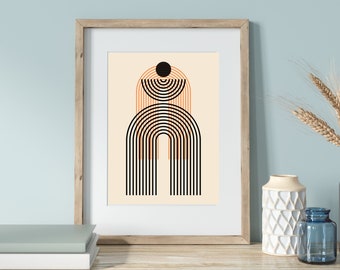Abstract Printable Art, Digital Download, Abstract Digital Print, Modern Art, Line Art, Mid Century,Rainbow Digital Art, Home Decor